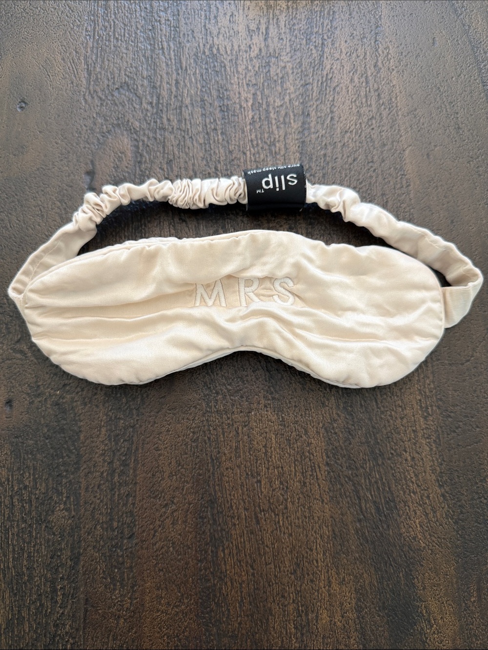 slip Ivory 'MRS' Embroidered Silk Sleep Mask